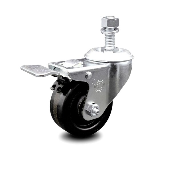 3 Inch Phenolic Swivel 1/2 Inch Threaded Stem Caster with Total Lock Brake SCC